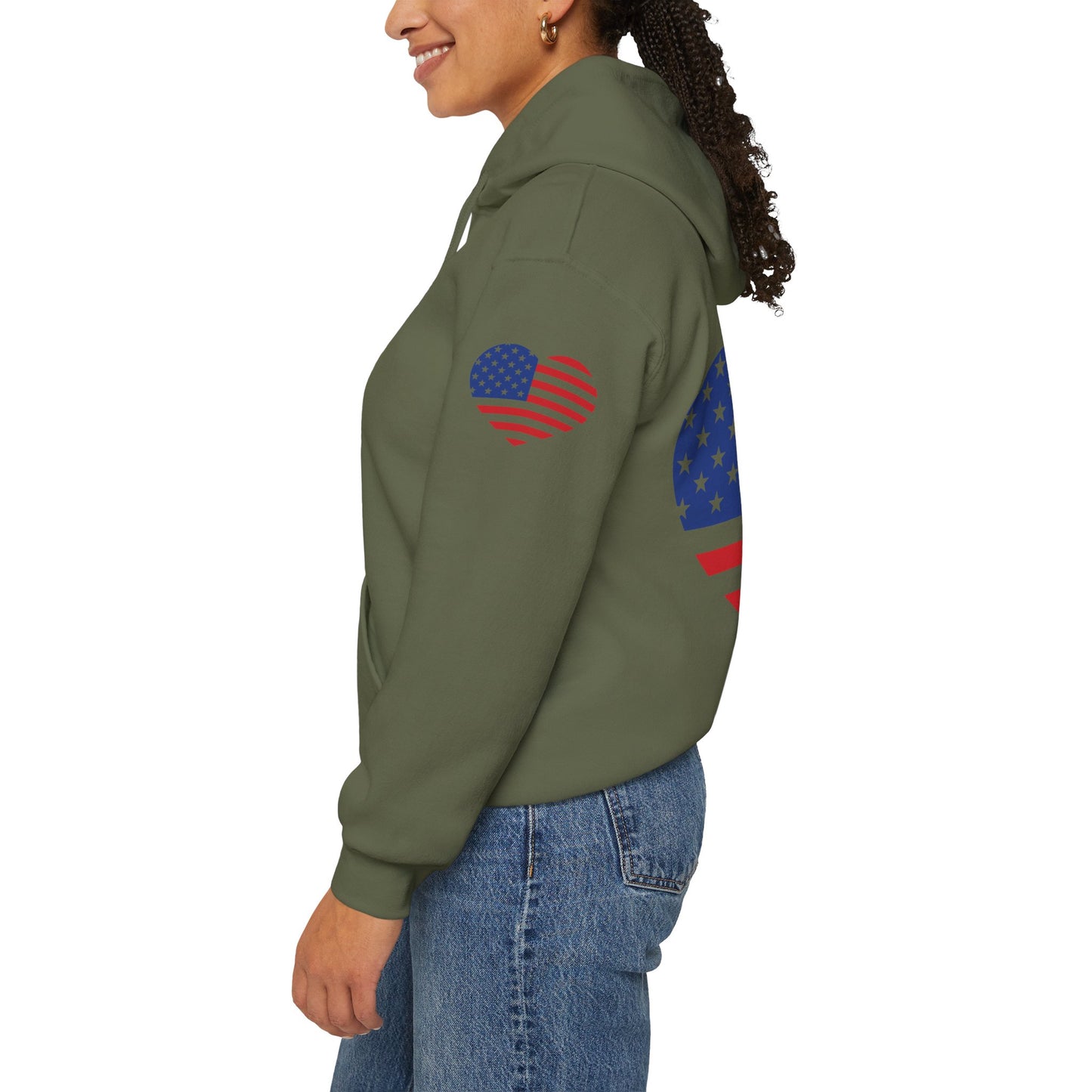 Princess Grace Patriotic Heart Design Unisex Hoodie Perfect for Holidays and Celebrations
