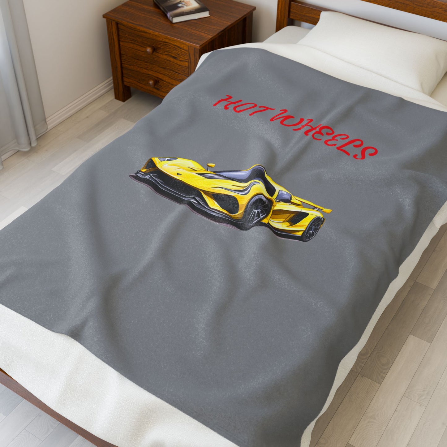 Princess Grace Hot Wheels Velveteen Plush Blanket Perfect for Car Lovers and Cozy Nights