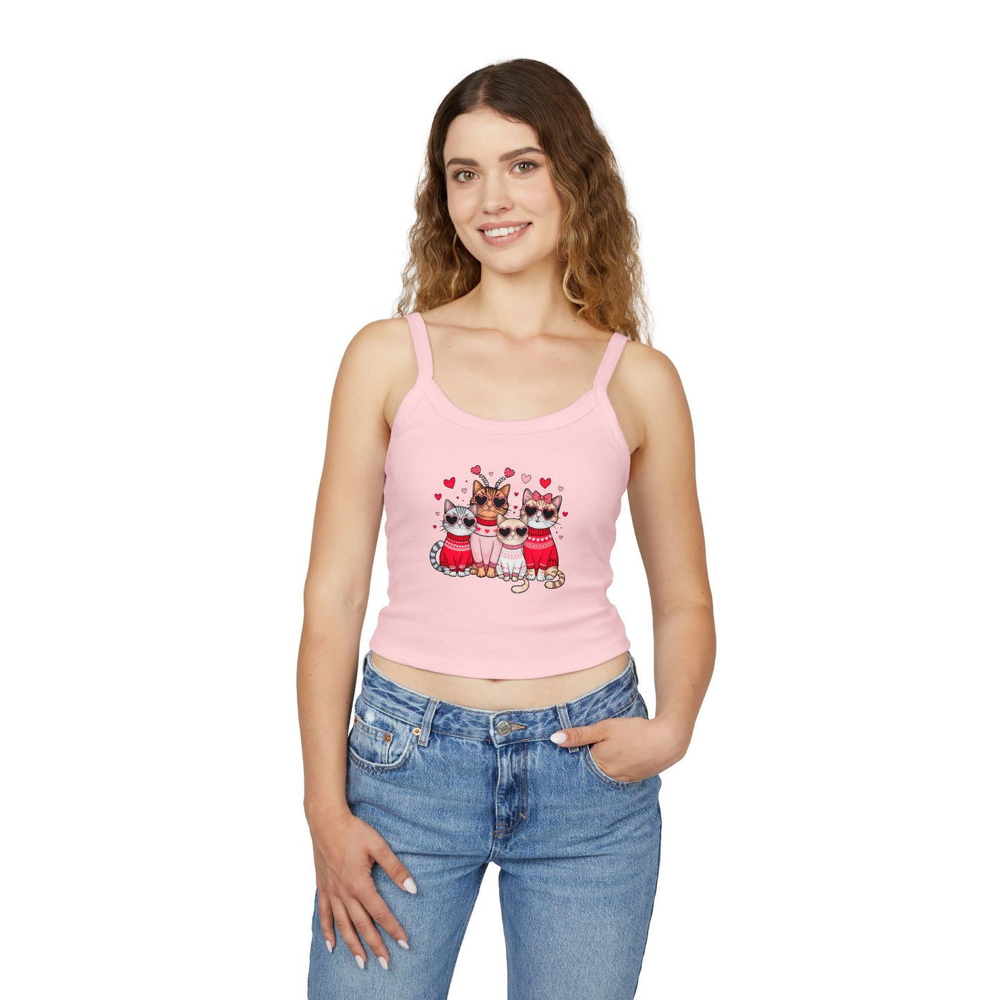 Princess Grace Cute Cats Spaghetti Strap Tank Top Perfect for Cat Lovers