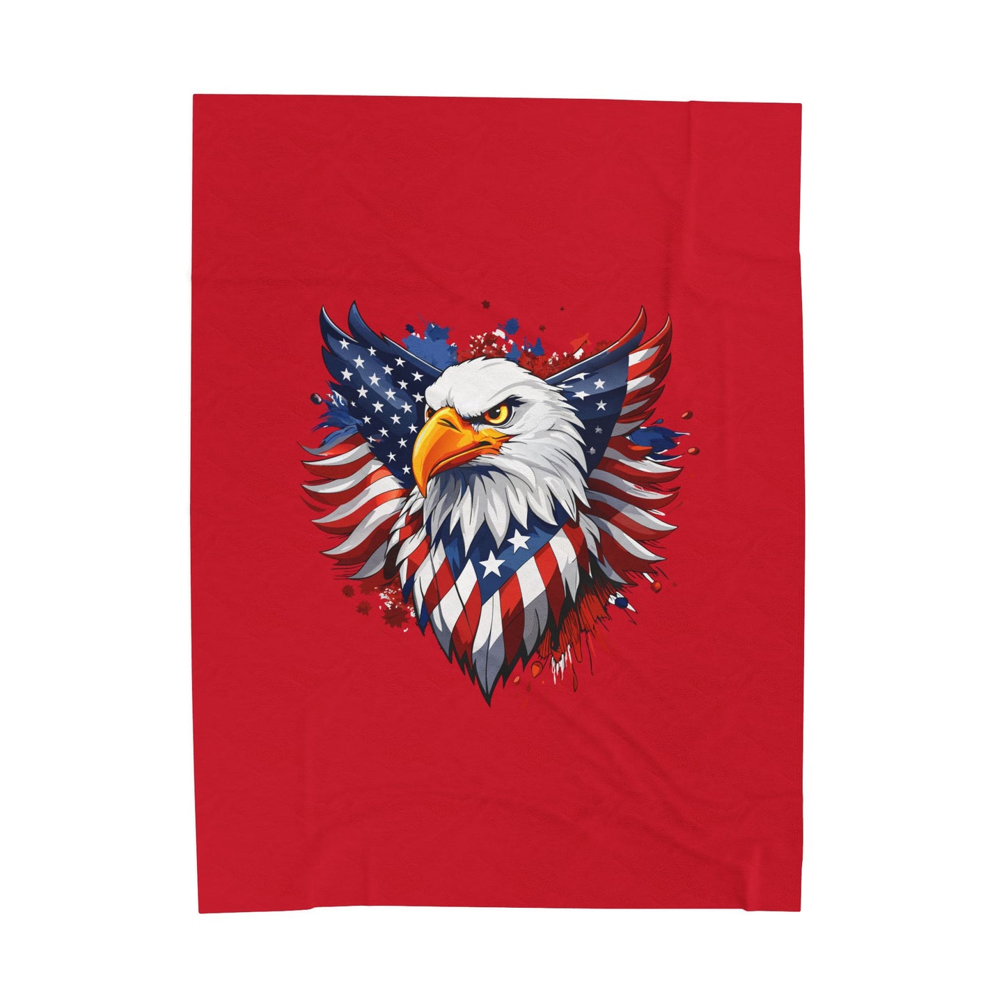 Princess Grace Patriotic Eagle Velveteen Plush Blanket Cozy Red Blanket for National Holidays