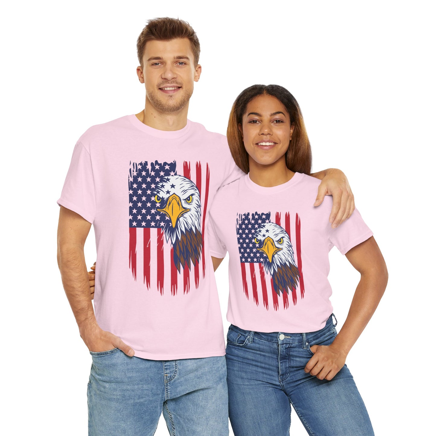 Princess Grace Eagle & American Flag Unisex Heavy Cotton Tee Patriotic Apparel for All Occasions