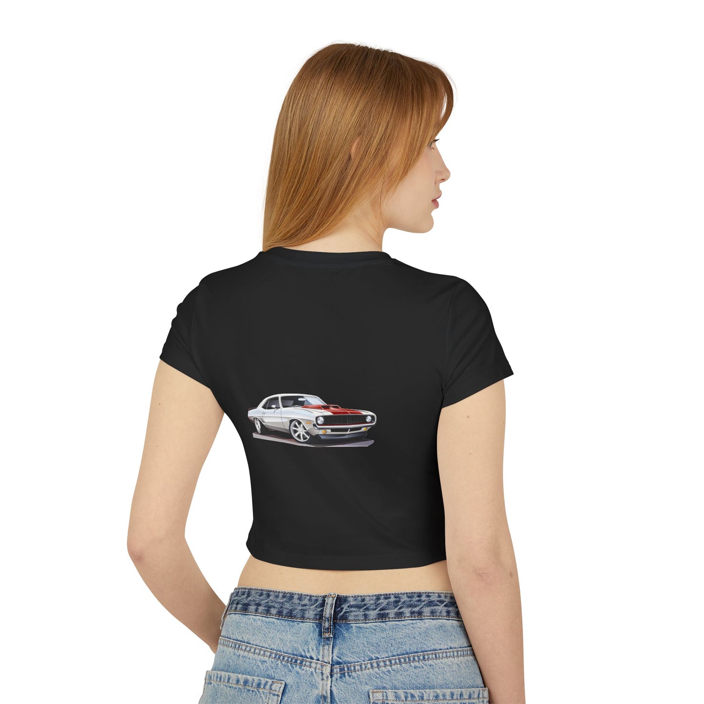 Princess Grace Hot Wheels Women's Baby Tee Vintage Car Graphic Tee for Car Enthusiasts