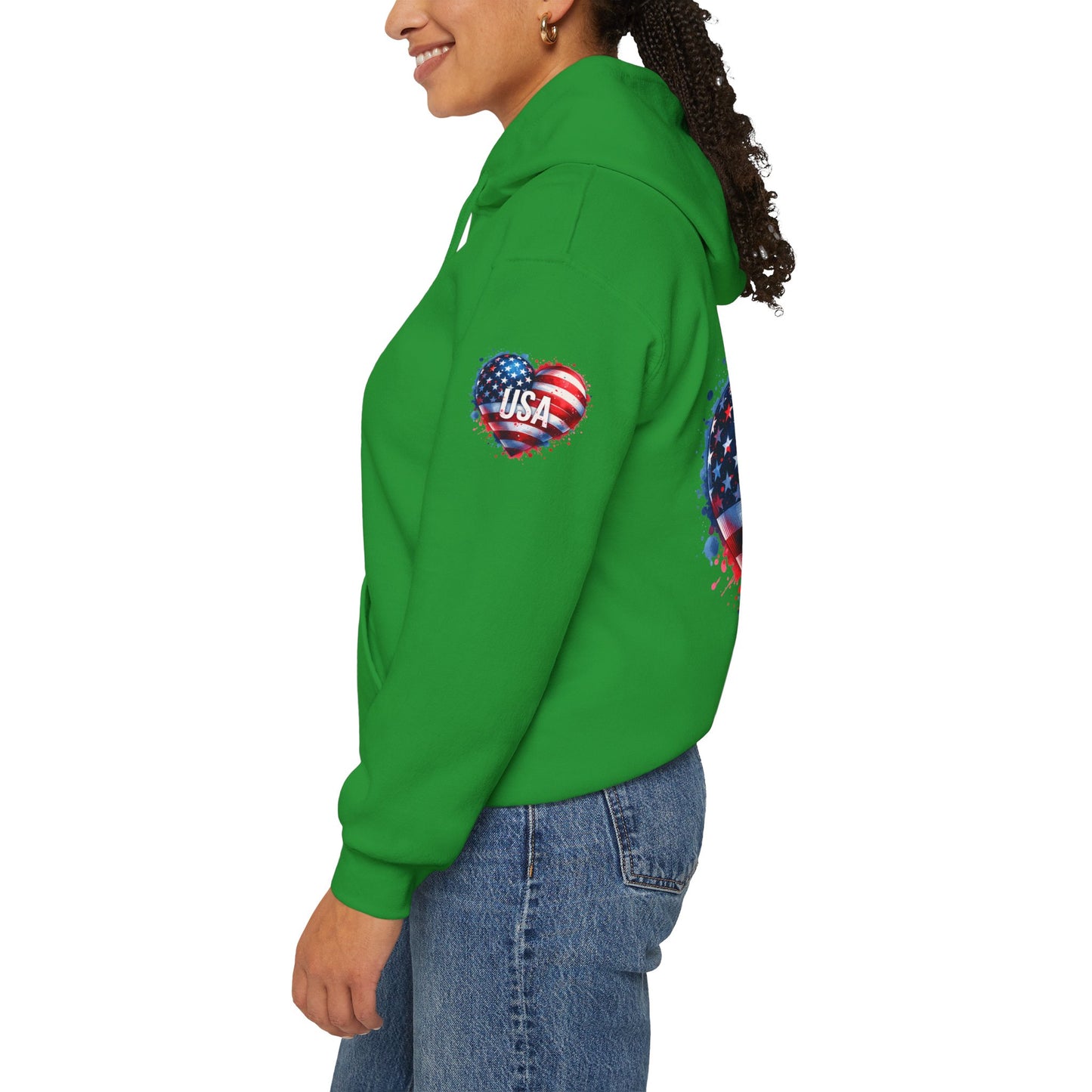 Princess Grace Patriotic Heart Hoodie for USA Lovers Unisex Heavy Blend