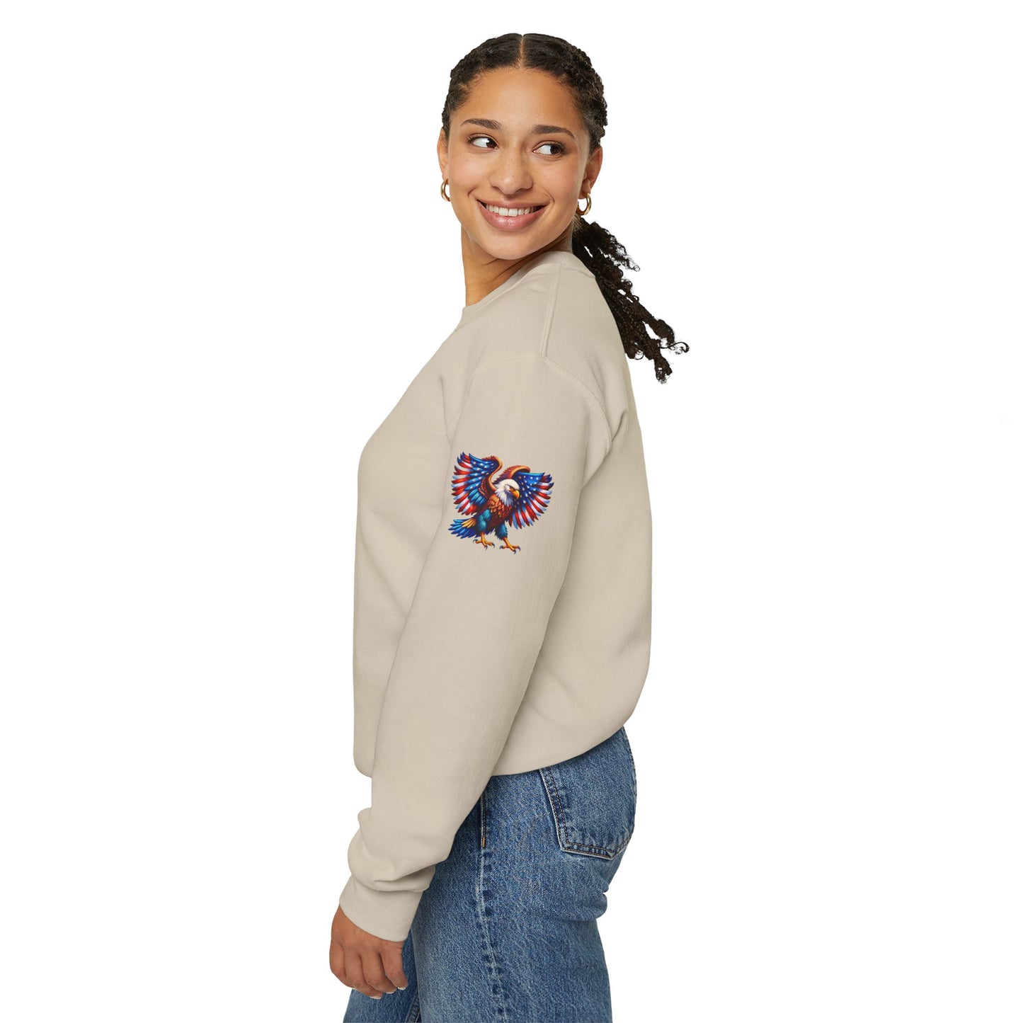 Princess Grace Eagle Wings Unisex Crewneck Sweatshirt Patriotic Graphic Pullover