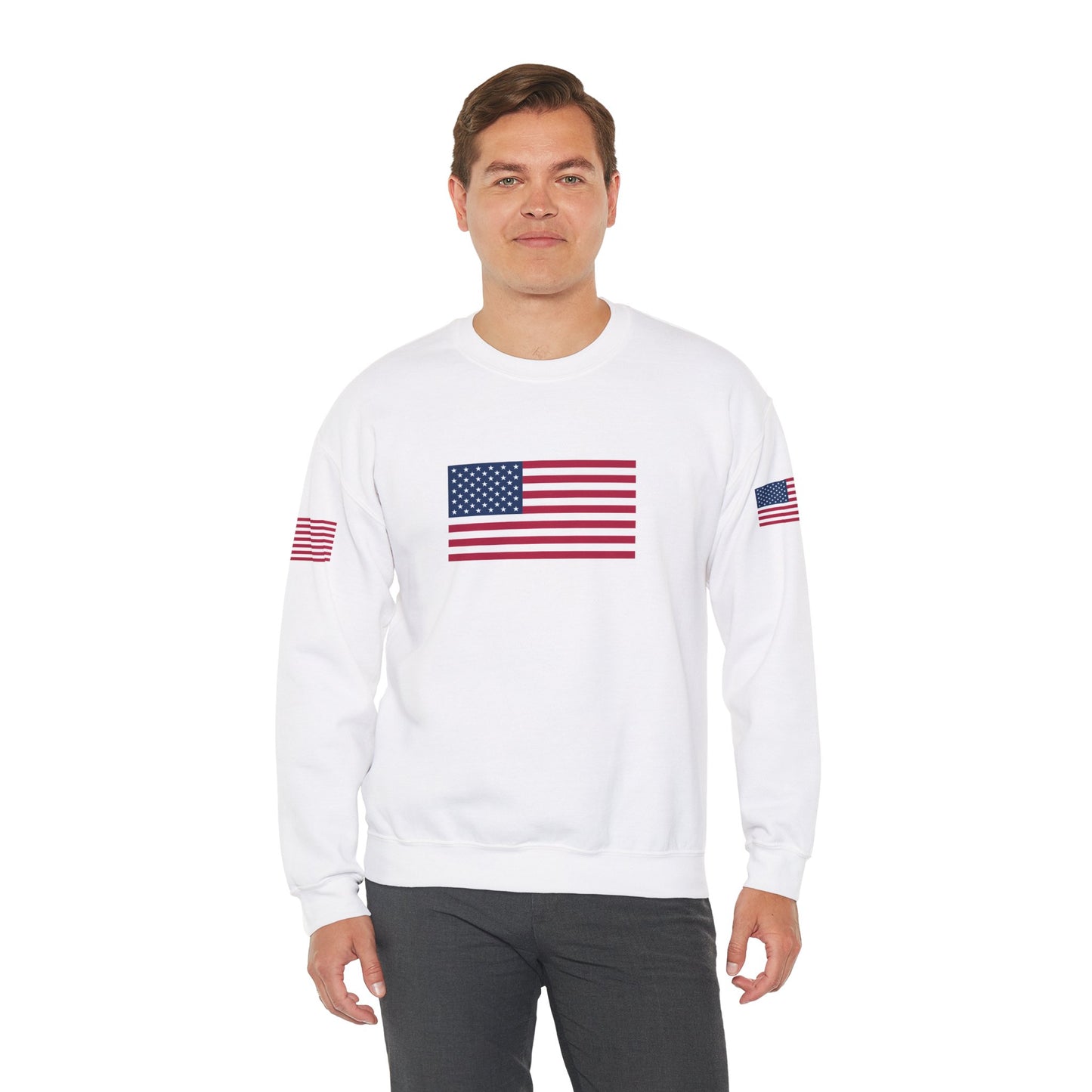 Princess Grace Patriotic Unisex Crewneck Sweatshirt with American Flags