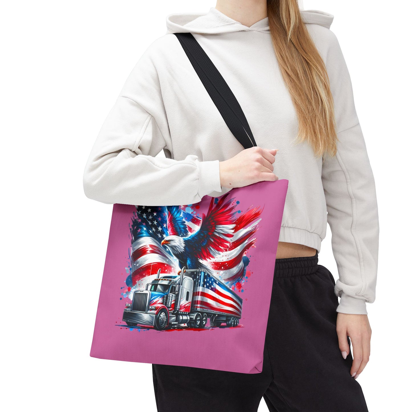 Princess Grace Patriotic Eagle Truck Tote Bag American Flag Design for Truck Enthusiasts