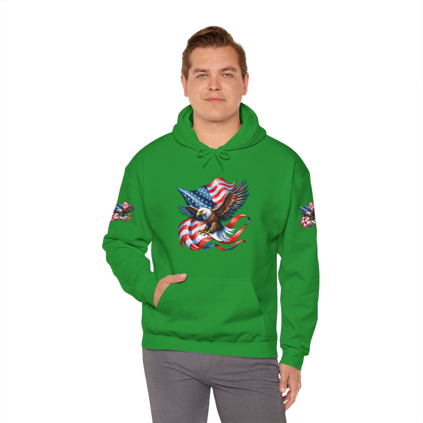 Princess Grace Patriotic Eagle Hoodie Unisex Heavy Blend Sweatshirt with American Flag Design