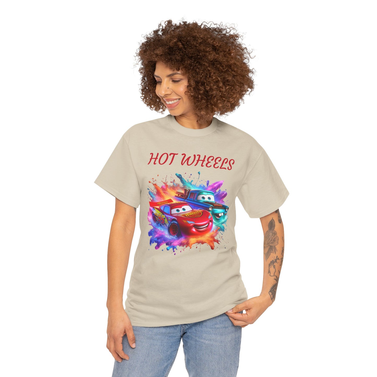 Princess Grace Hot Wheels Cotton Tee Fun and Colorful Graphic T-Shirt for Car Lovers