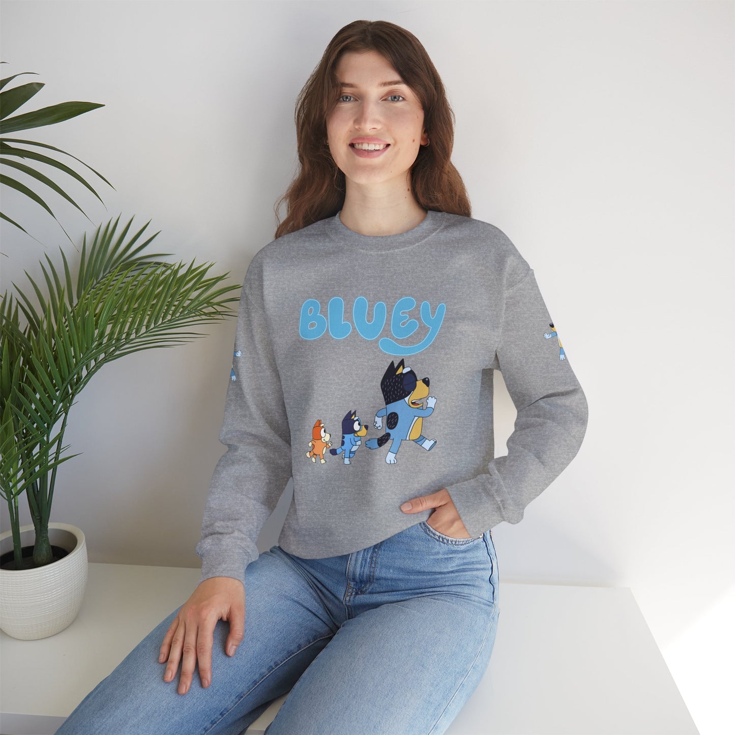 Princess Grace Bluey Family Unisex Crewneck Sweatshirt Cozy Cartoon Apparel