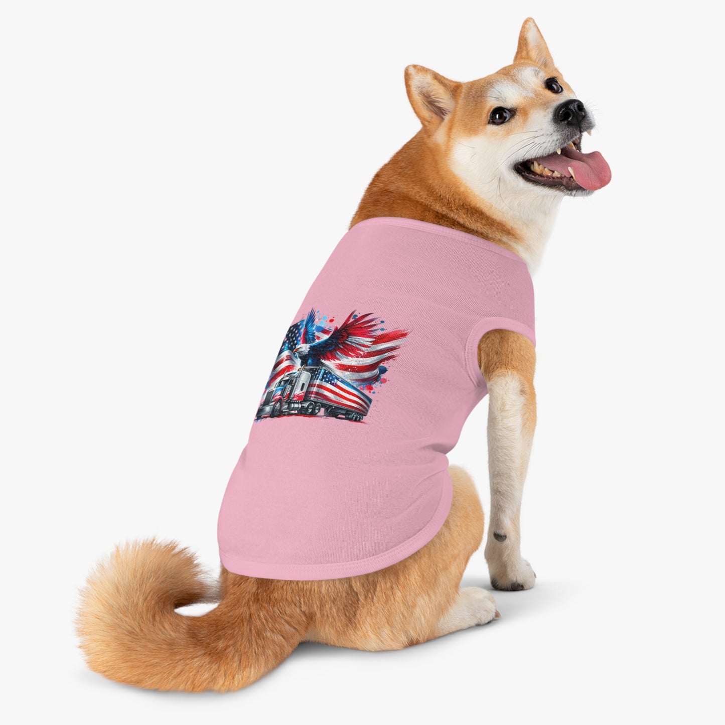 Princess Grace Patriotic Pet Tank Top with Eagle and Truck Design