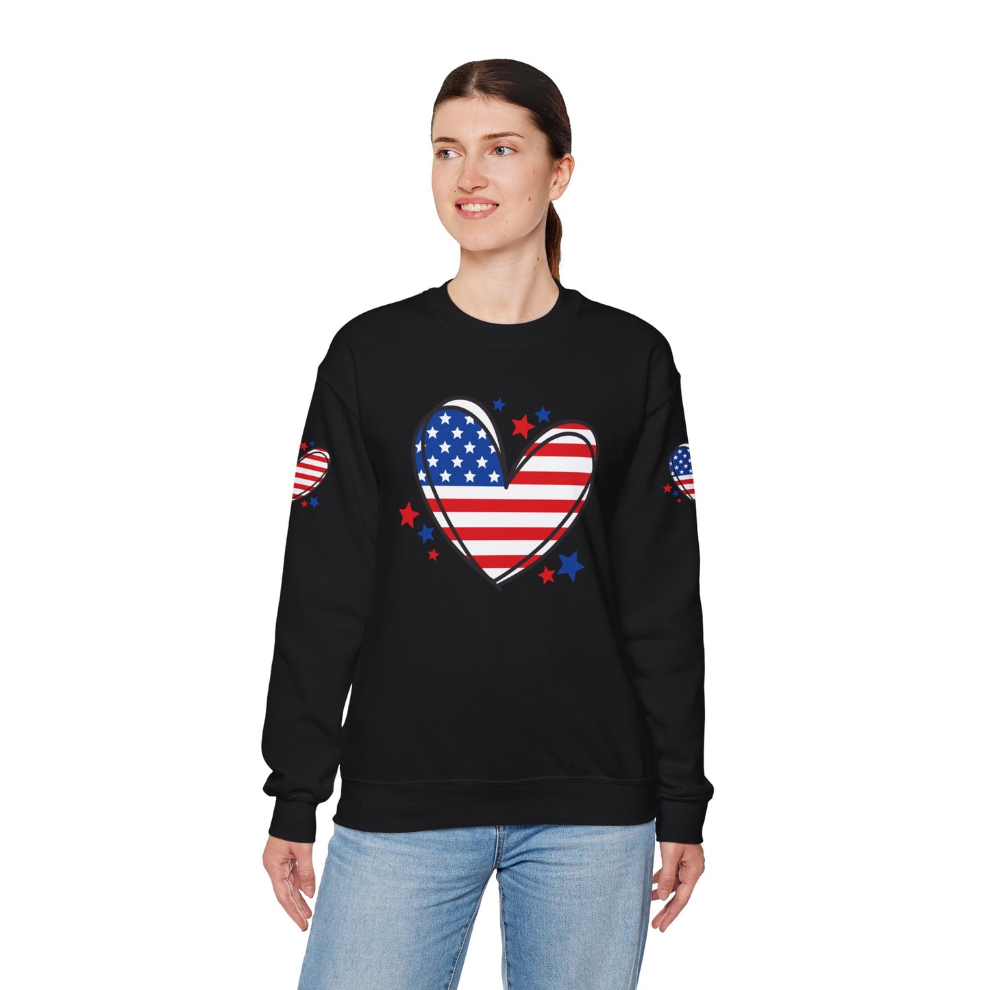 Princess Grace Patriotic Heart Crewneck Sweatshirt