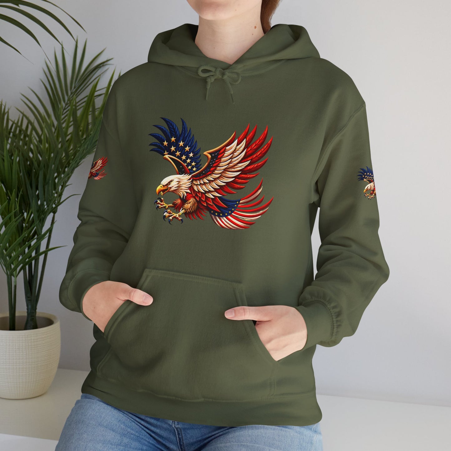 Princess grace Patriotic Eagle Hooded Sweatshirt Unisex Heavy Blend