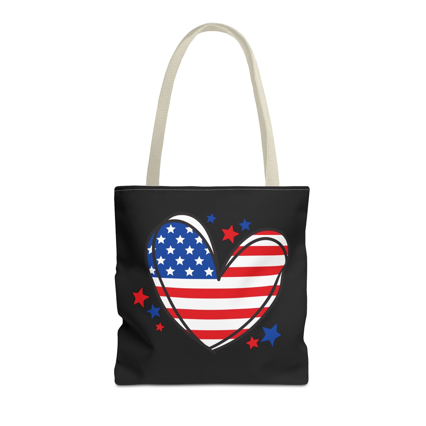 Princess Grace Patriotic Heart Tote Bag USA Flag Design for Holidays & Everyday Use