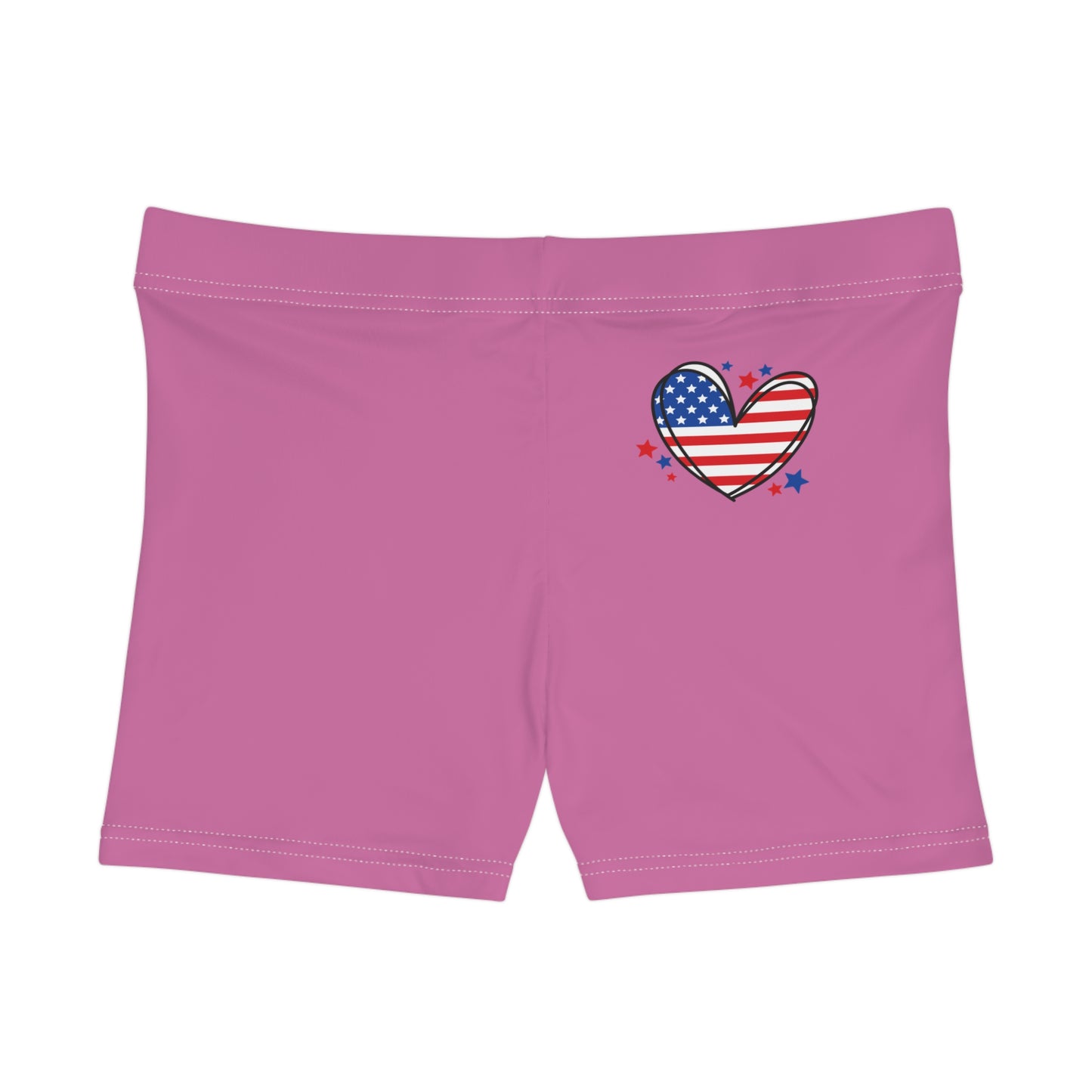 Princess Grace Patriotic Women's Heart Print Shorts Perfect for Summer Celebrations