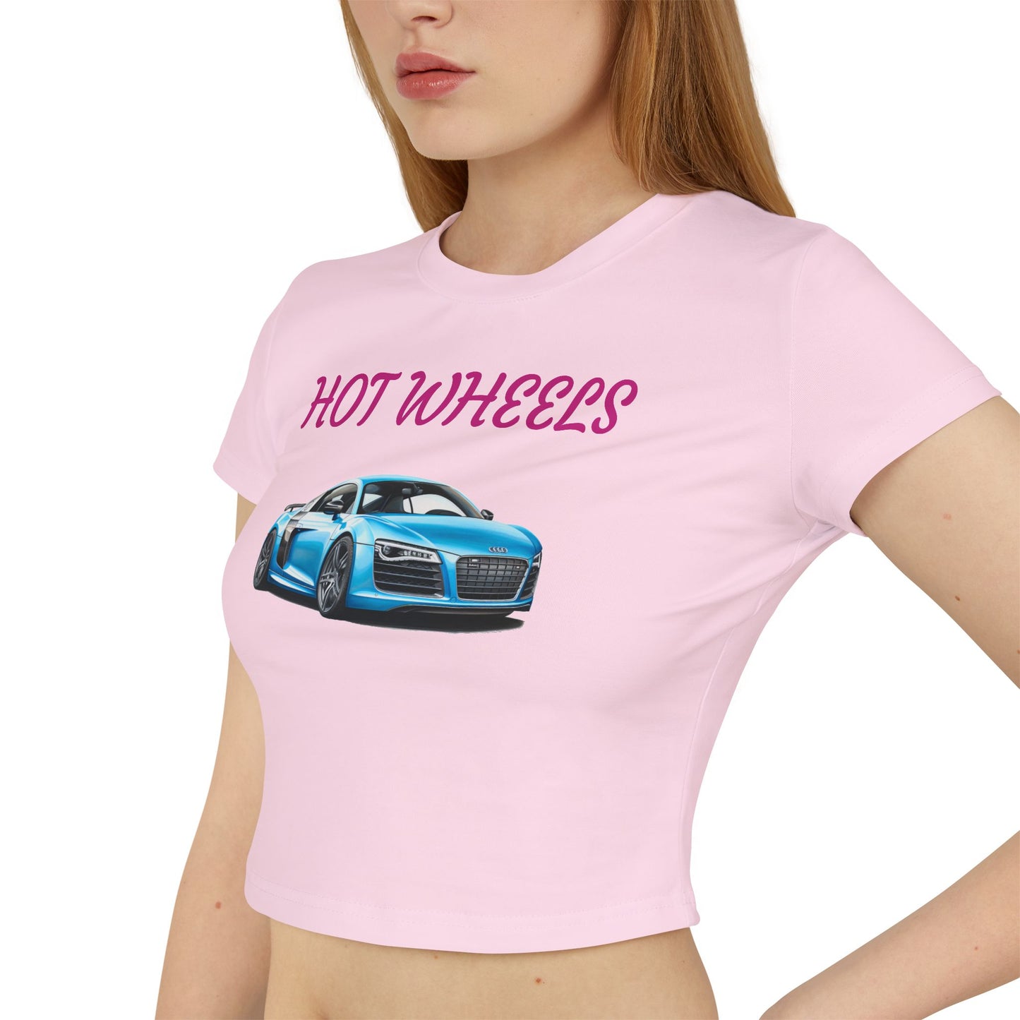 Princess Grace Women's Baby Tee Hot Wheels Graphic Car Shirt for Car Enthusiasts