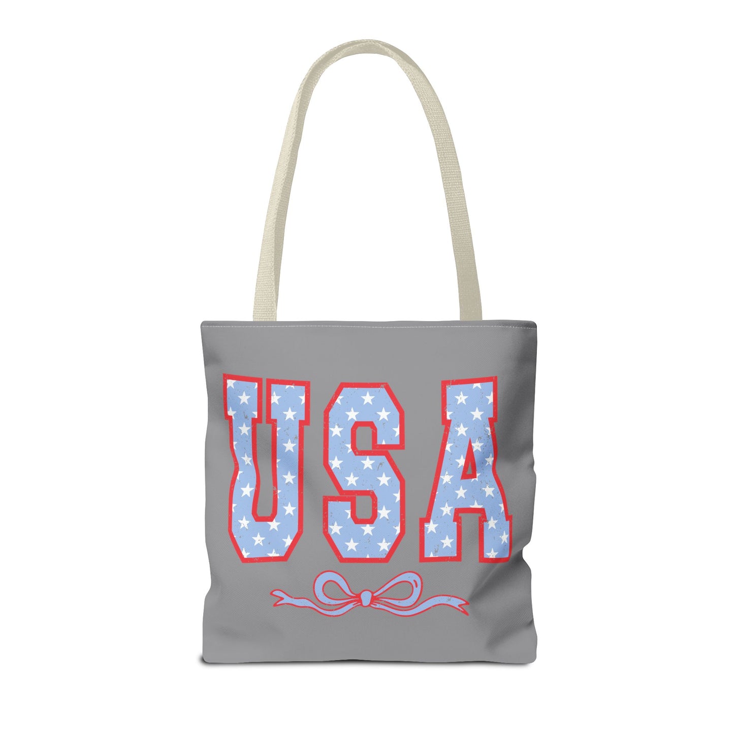 Princess Grace Patriotic USA Tote Bag Stars & Bow Design for Independence Day