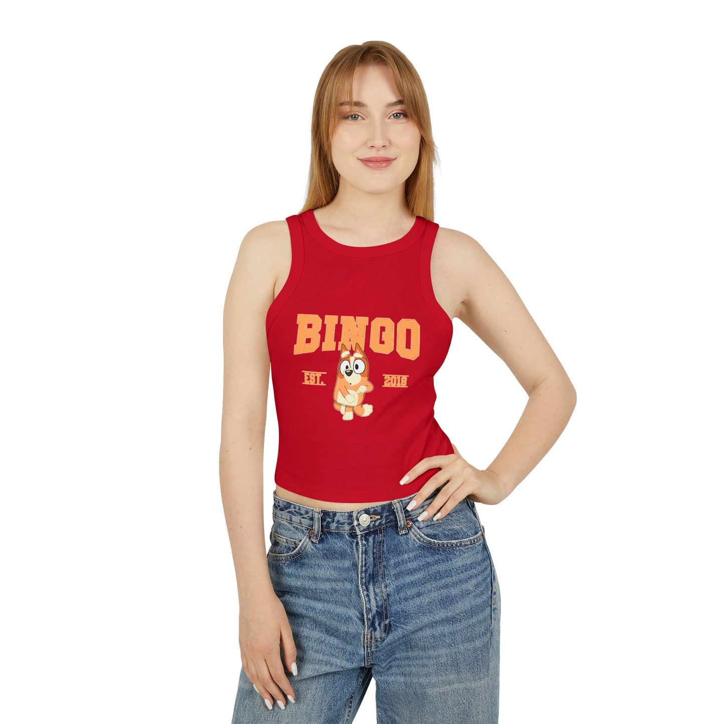 Princess Grace Bingo & Bluey Graphic Racer Tank Top Fun Summer Style