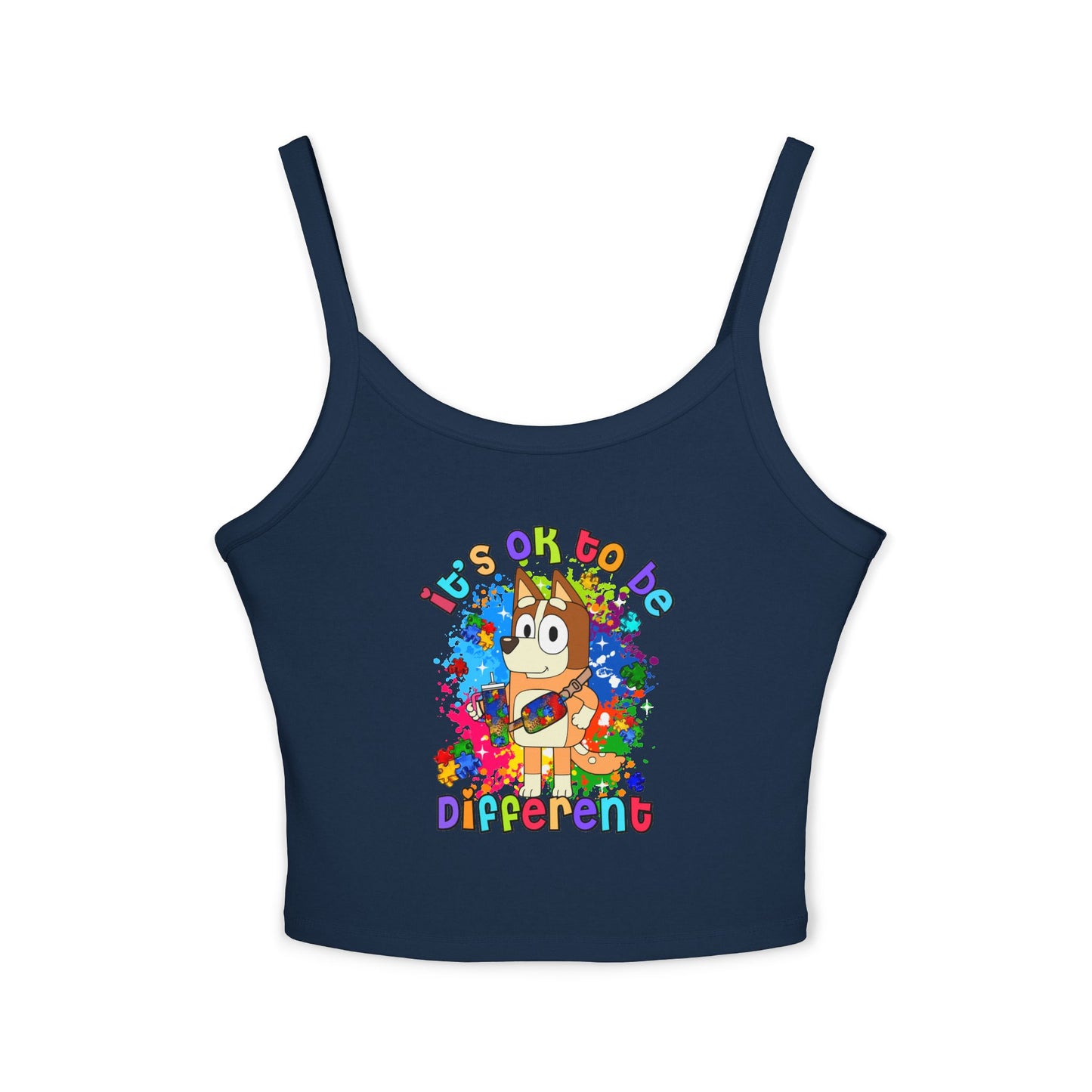 Princess Grace Bluey Colorful Spaghetti Strap Tank Top ‘It's OK to Be Different’