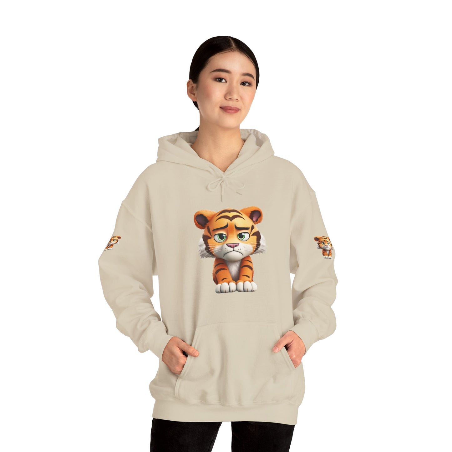 Princess Grace Playful Tiger Graphic Hoodie Unisex Heavy Blend Sweatshirt for Kids and Adults