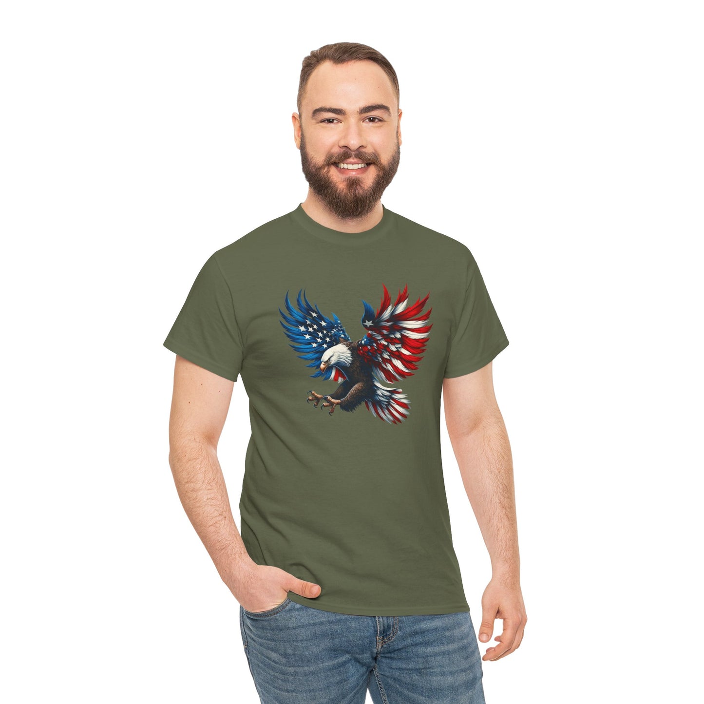 Princess Grace Patriotic Eagle Unisex Heavy Cotton Tee Bold USA Graphic Shirt
