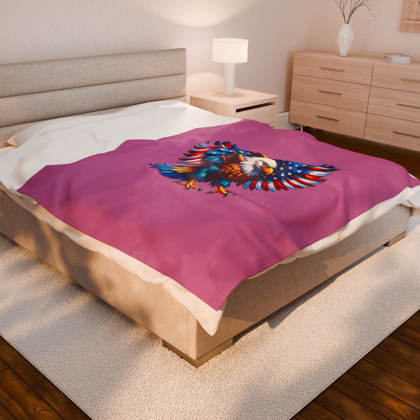 Princess Grace Vibrant Eagle Plush Blanket Perfect for Patriotic Celebrations