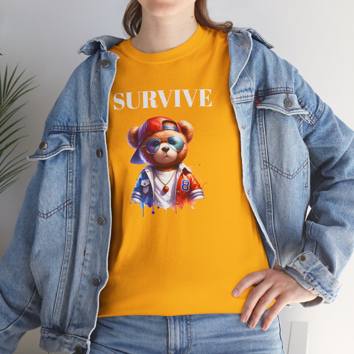 Princess Grace Cool Survive Bear Unisex Heavy Cotton Tee