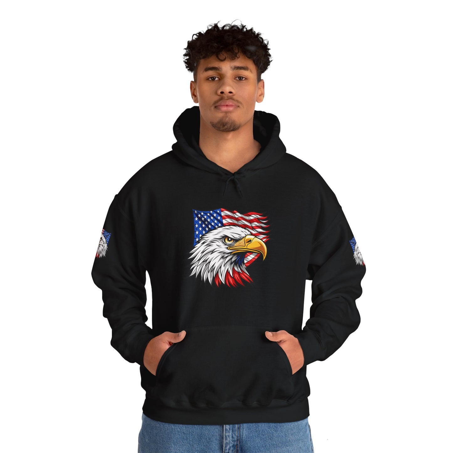 Princess Grace Patriotic Eagle Hoodie Unisex Heavy Blend Sweatshirt with American Flag Design