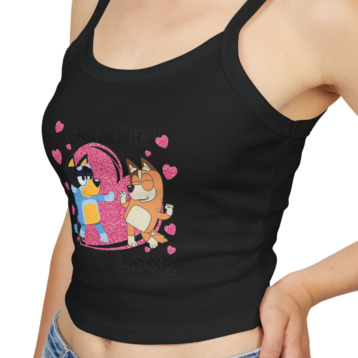 Princess Grace Bluey Waggin Into Love Women's Spaghetti Strap Tank Top Cute Pet Lover Apparel