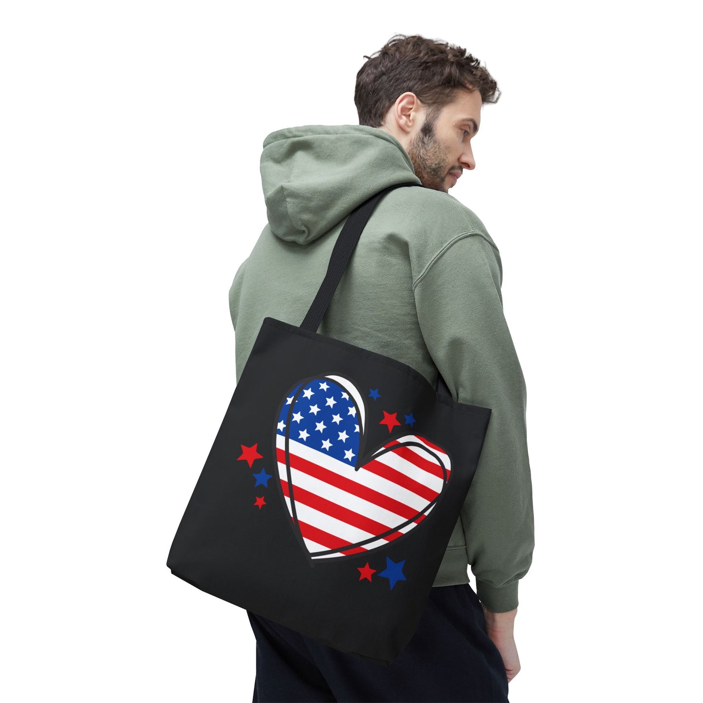 Princess Grace Patriotic Heart Tote Bag USA Flag Design for Holidays & Everyday Use
