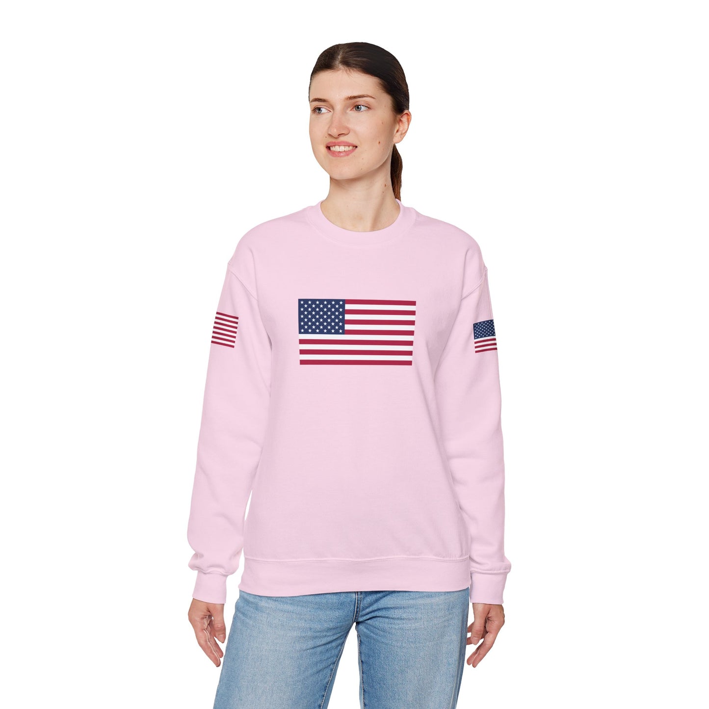 Princess Grace Patriotic Unisex Crewneck Sweatshirt with American Flags