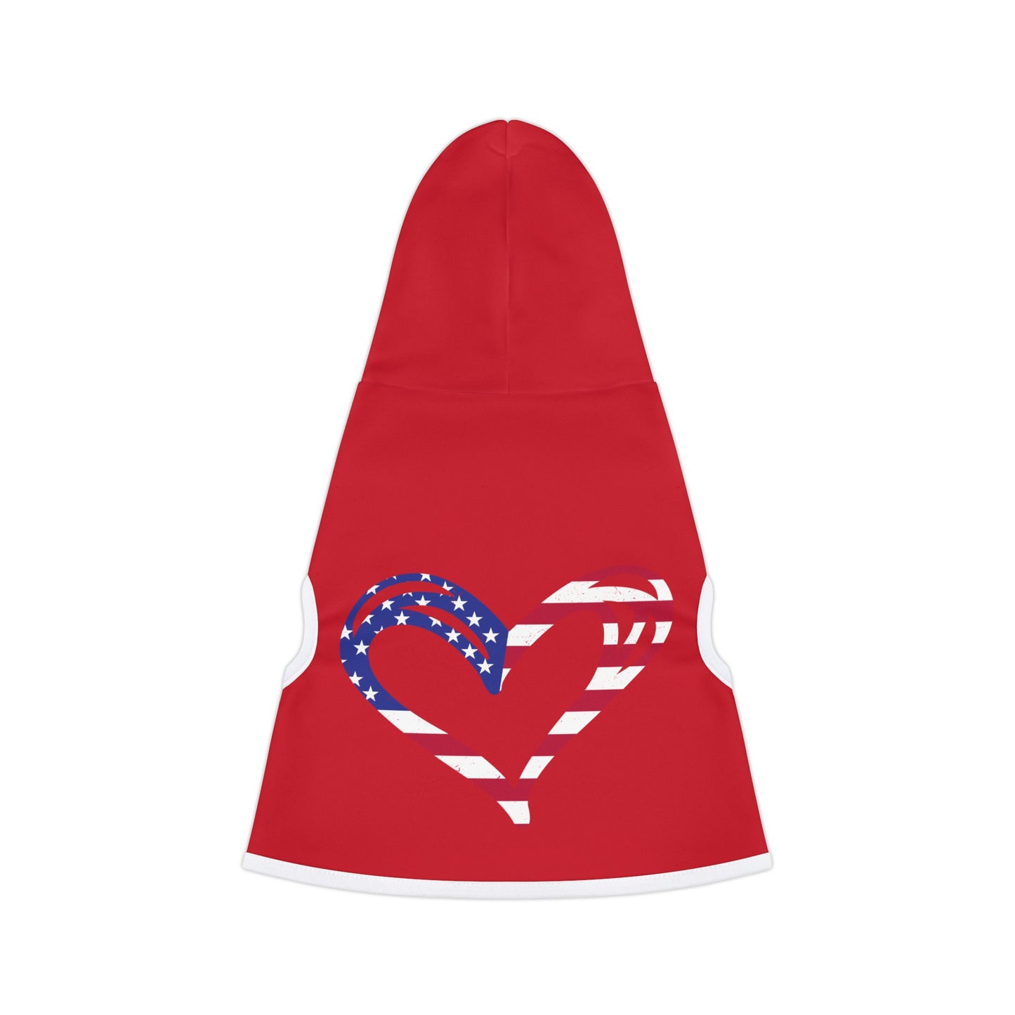 Princess Grace Red Heart American Flag Pet Hoodie Perfect for Patriotic Celebrations