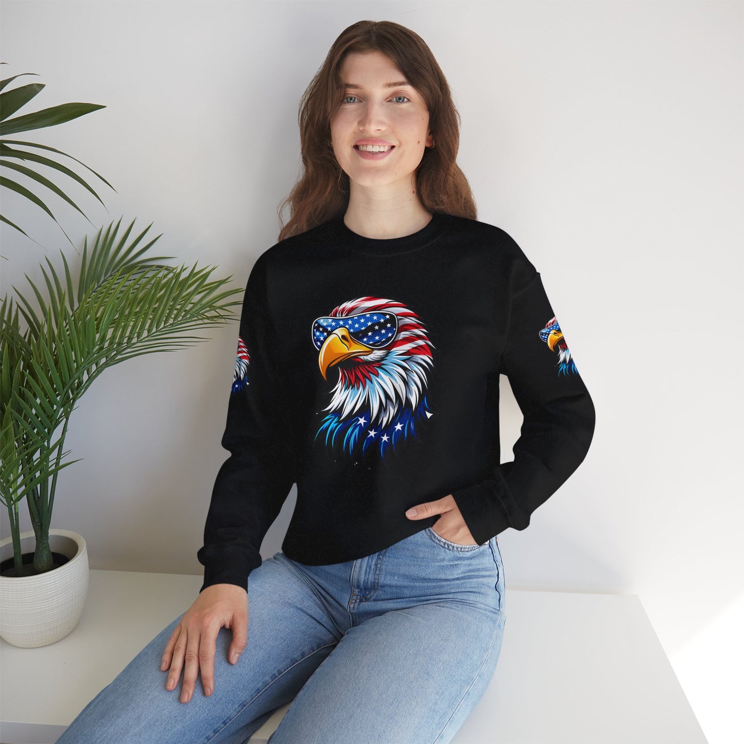 Princess Grace Patriotic Eagle Sweatshirt Unisex Heavy Blend Crewneck for Independence Day