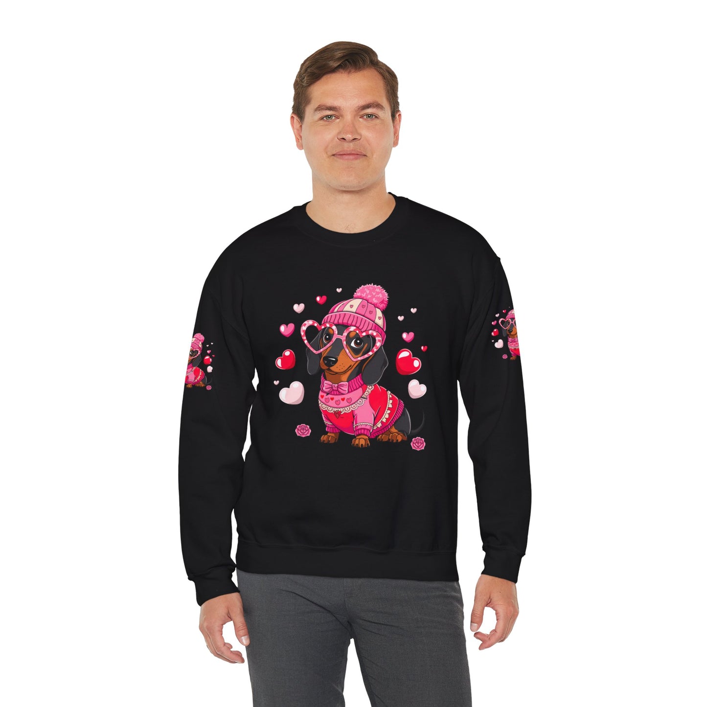 Princess Grace Cute Dachshund Love Sweatshirt Cozy Unisex Crewneck for Pet Lovers