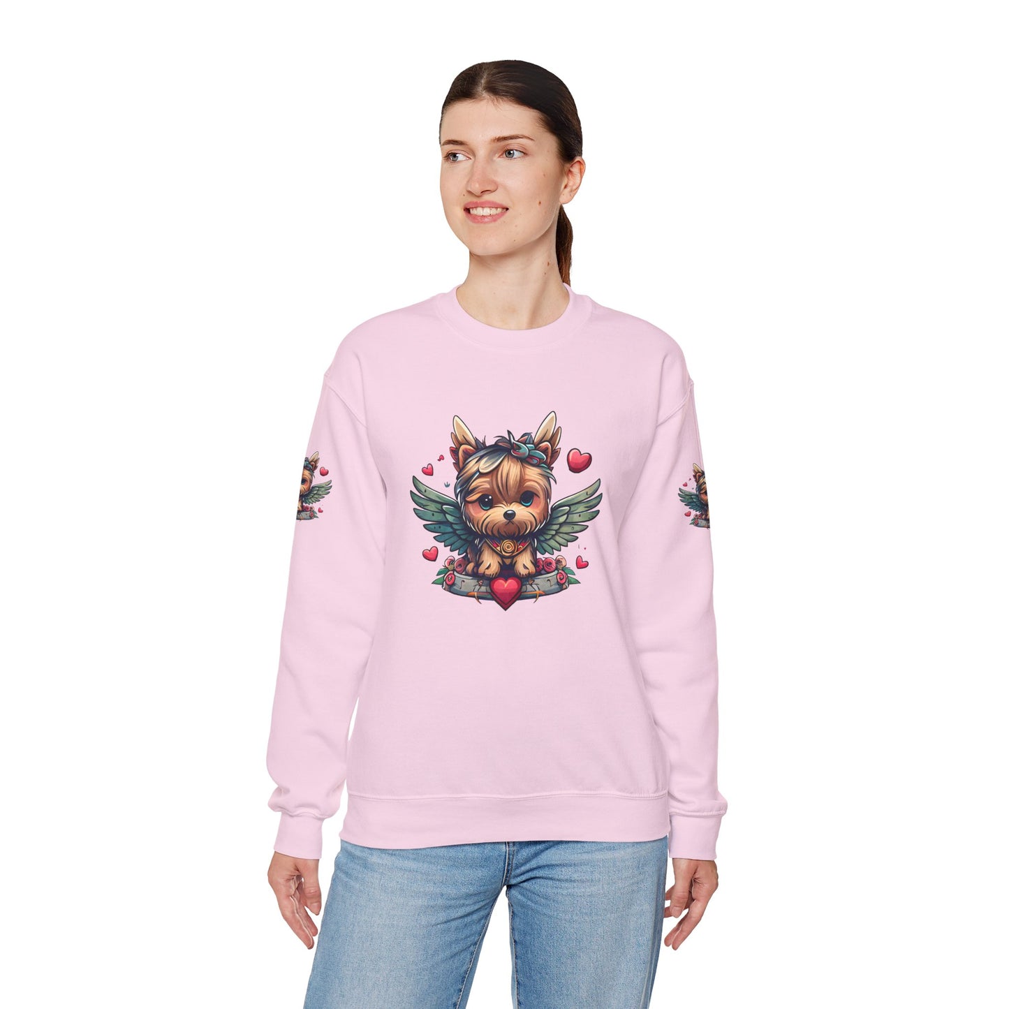 Princess Grace Cute Yorkie Wings Crewneck Sweatshirt Perfect Gift for Dog Lovers