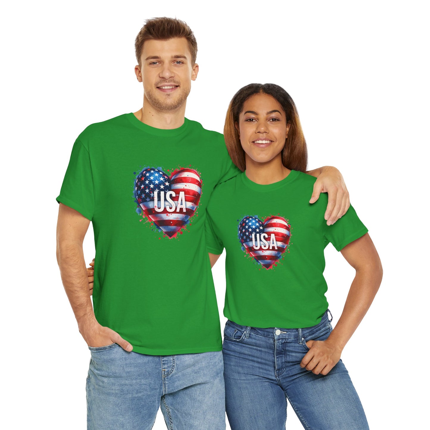 Princess Grace Patriotic Heart Unisex Cotton Tee USA Freedom Shirt