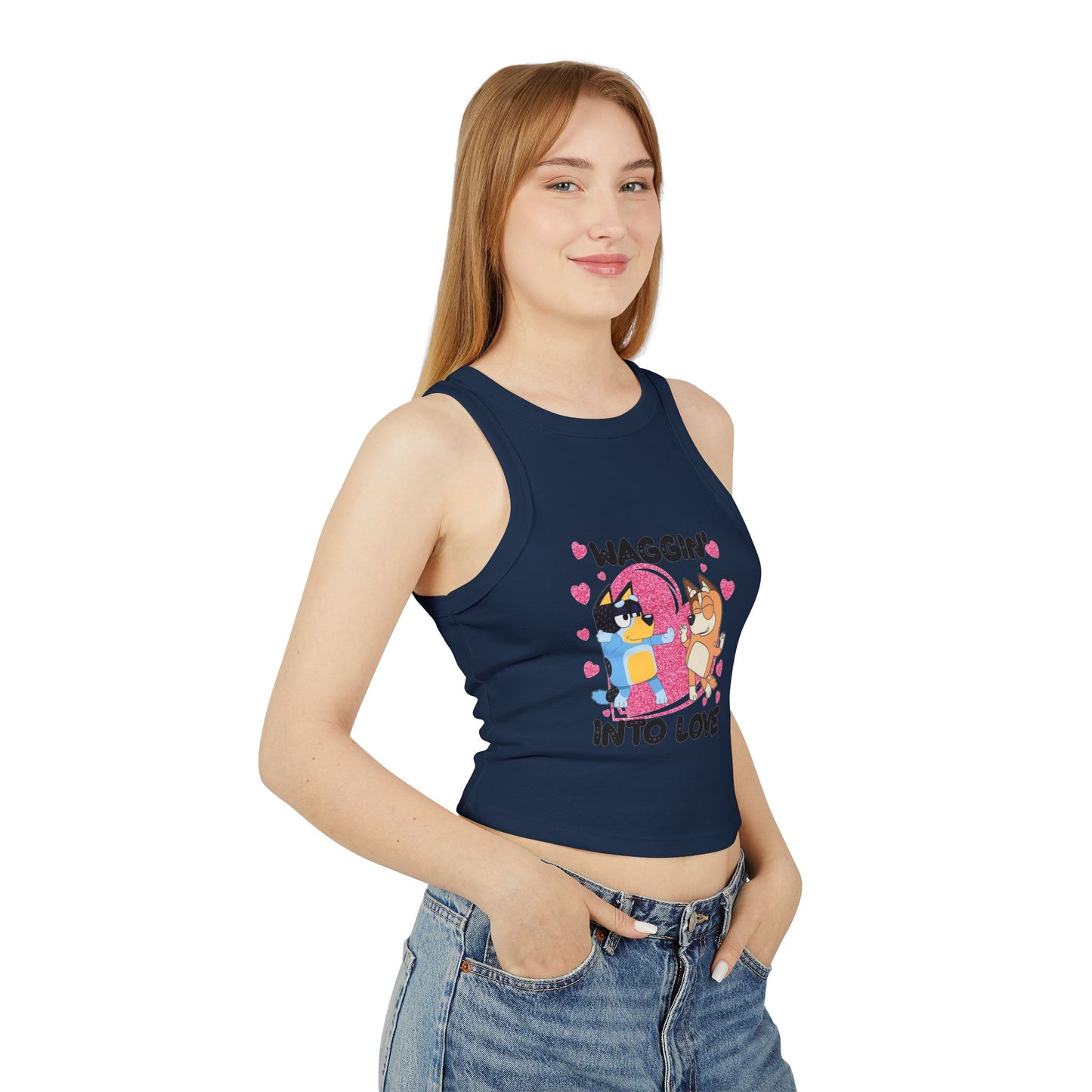 Princess Grace  Bluey  Waggin Into Love Women's Racer Tank Top  Cute Pet-Themed Summer Apparel