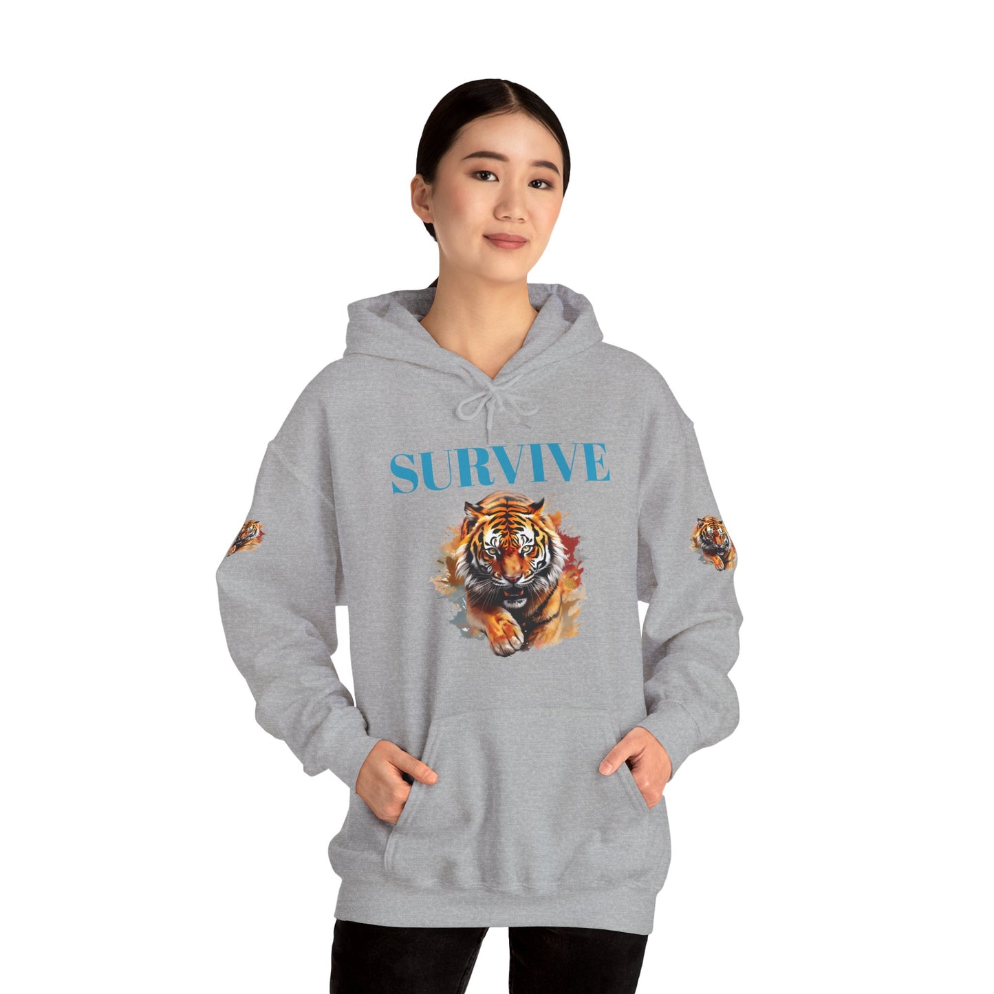 Princess Grace  Survive Tiger Unisex Heavy Blend Hoodie Fierce & Inspirational Sweatshirt