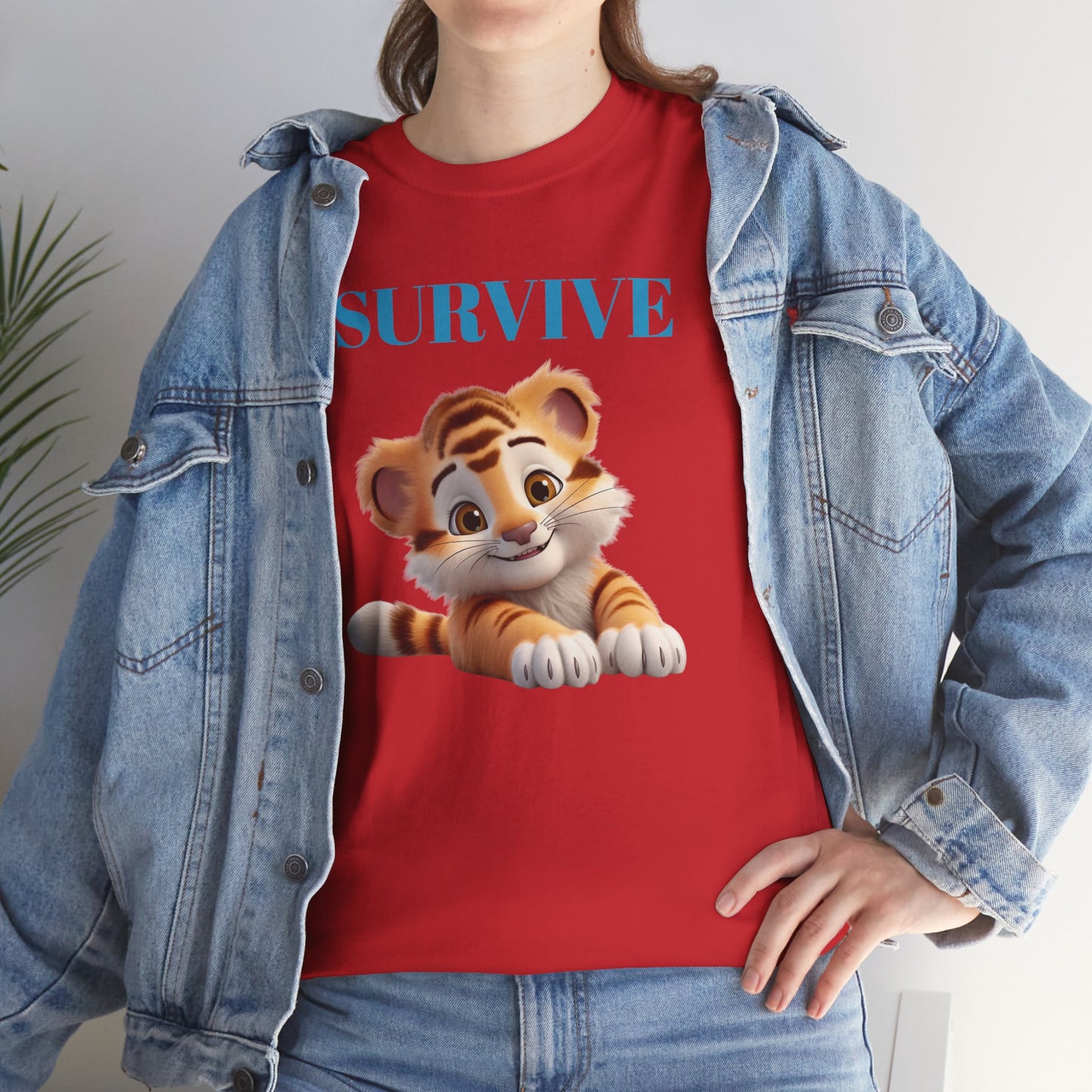 Princess Grace  Survive Tiger Unisex Heavy Cotton Tee Cute Animal Graphic