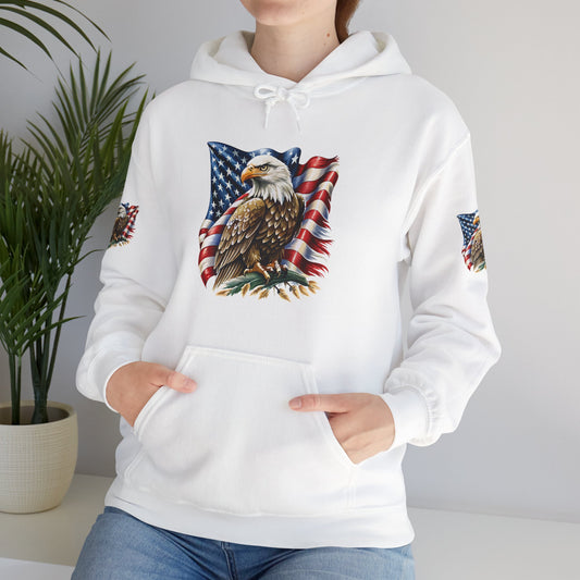 Princess Grace  Patriotic Eagle Hooded Sweatshirt Unisex Heavy Blend Perfect for Memorial Day & Independence Day