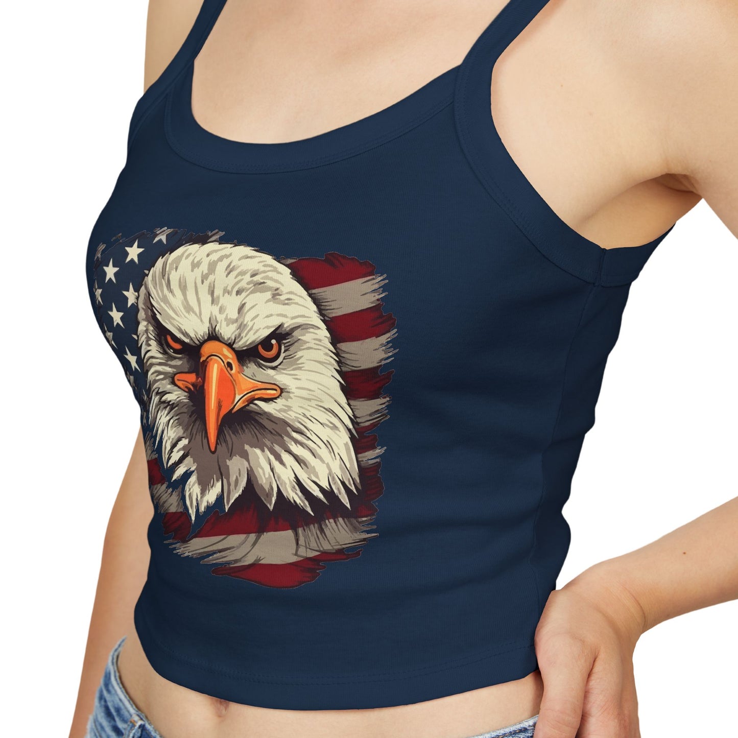 Princess Grace  Patriotic Women's Spaghetti Strap Tank Top  Eagle & USA Flag Design