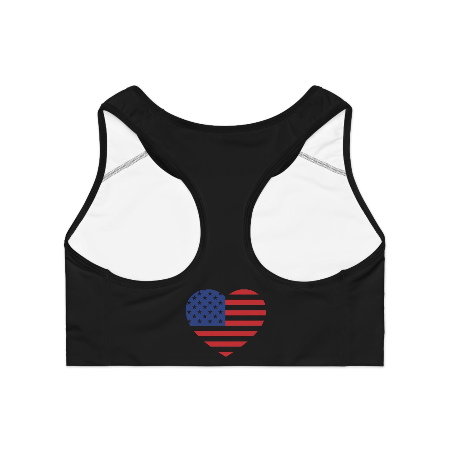 Princess Grace  Patriotic Heart Sports Bra -USA Flag Inspired Athletic Wear