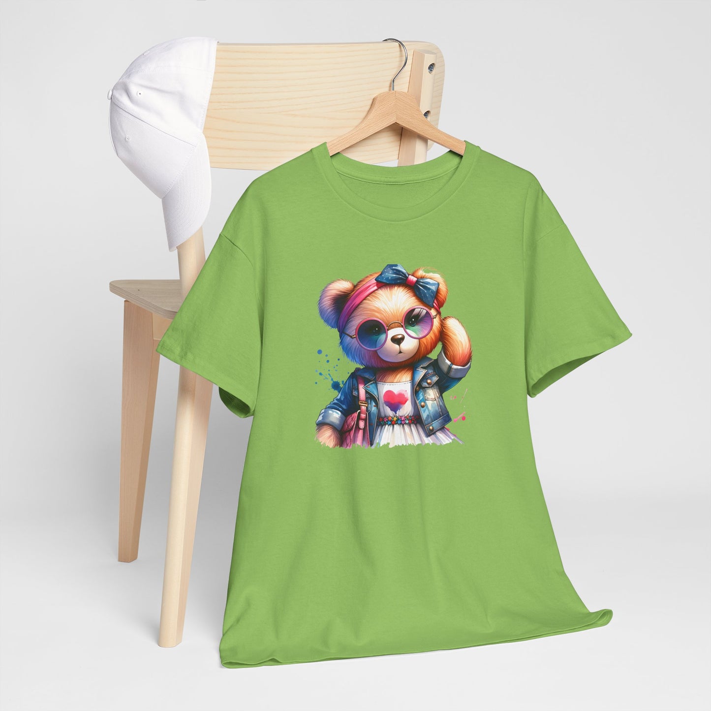 Princess Grace  Cute Teddy Bear Unisex Heavy Cotton Tee Playful Graphic T-Shirt for All Ages