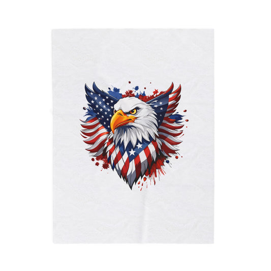 Princess Grace  Patriotic Eagle Velveteen Plush Blanket Cozy American Flag Throw
