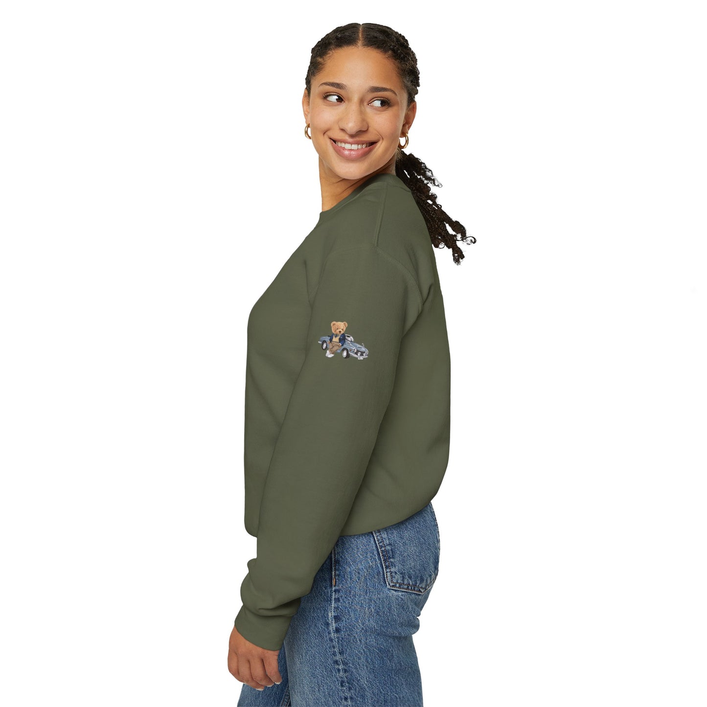 Princess Grace  Stylish Crewneck Sweatshirt with Bear and Car Design