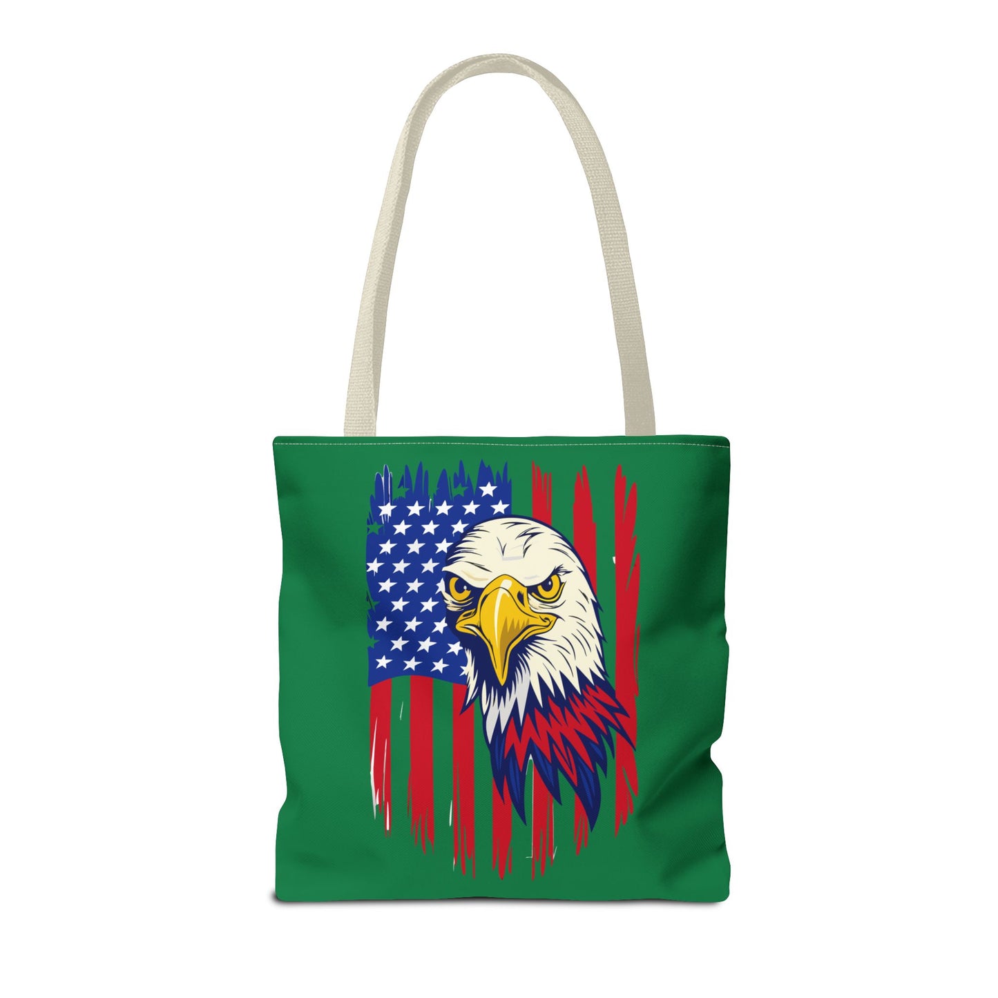 Princess Grace  Eagle American Flag Tote Bag Patriotic Green Carryall for Celebrations