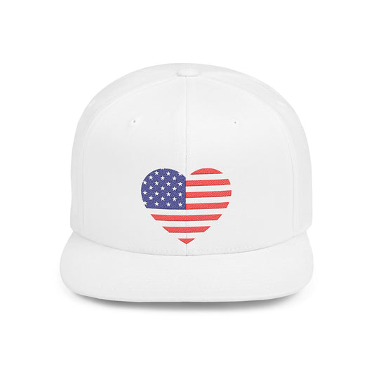 Princess Grace Patriotic Heart Flat Bill Snapback Cap