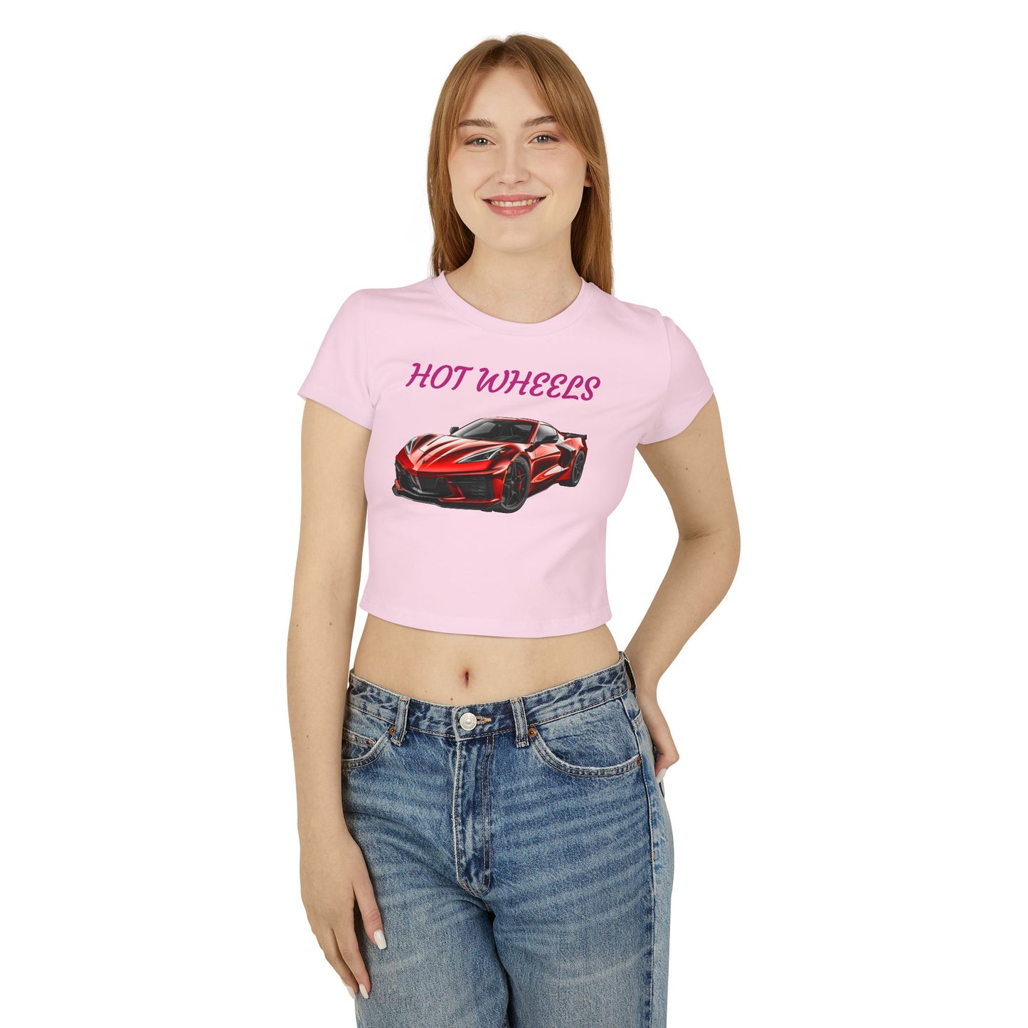 Princess Grace  Corvette Hot Wheels Women's Baby Tee Sporty Graphic Top for Car Enthusiasts