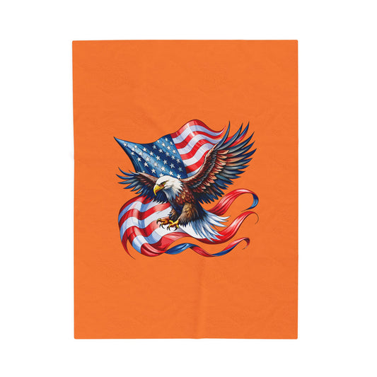 Princess Grace  Patriotic Eagle Velveteen Plush Blanket  Cozy Americana Decor