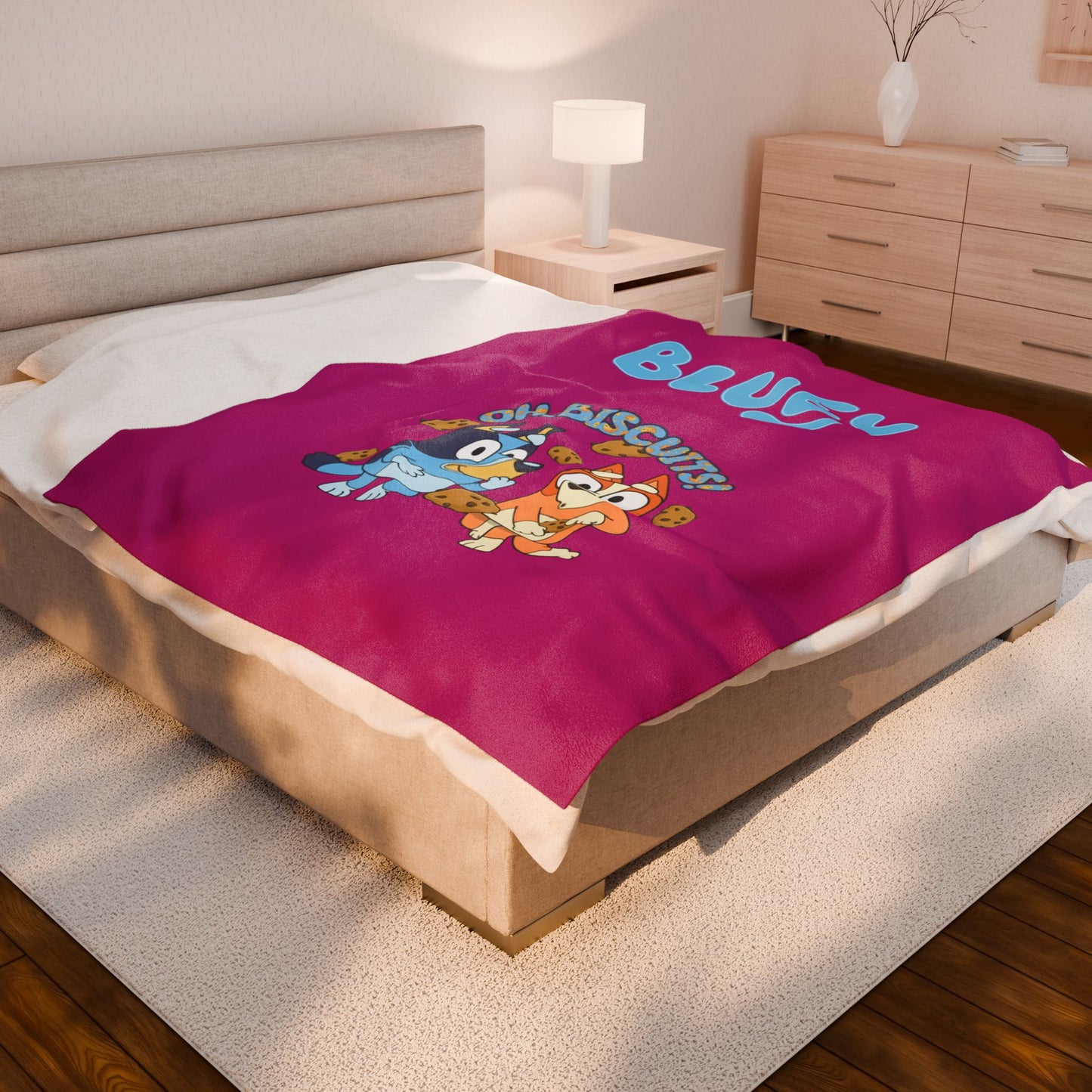 Princess Grace  Bluey Oh Biscuits  Velveteen Plush Blanket for Kids