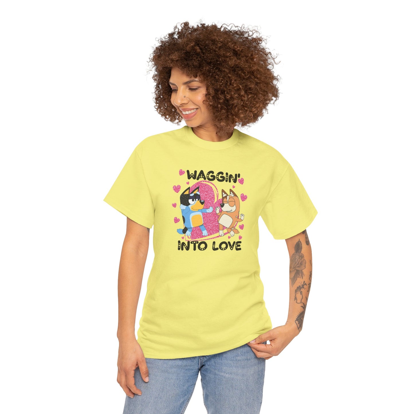 Princess Grace  Bluey  Waggin' Into Love Unisex Heavy Cotton Tee  Cute Pet Themed Shirt for Animal Lovers